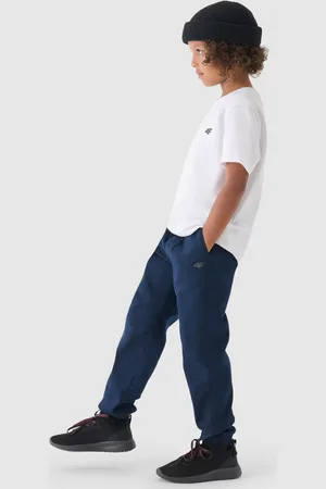 4F Chlapecké Kalhoty Jogger Casual Hladké Tmavě Modré JWMM00TTR