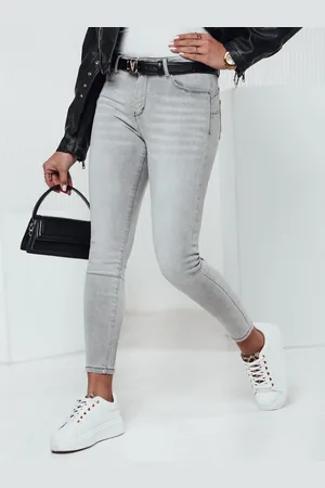 D-Street Spodnie damskie SKINICON jeansowe z push up szare