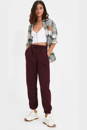 Trendyol Claret Red Thick Polar Fleece Basic Knitted Sweatpants