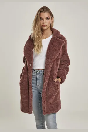 Urban classics Dámský oversized kabát Sherpa darkrose