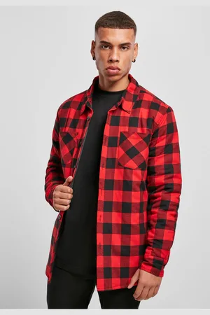 Urban classics Vyztužená flanelová košile černo/červená