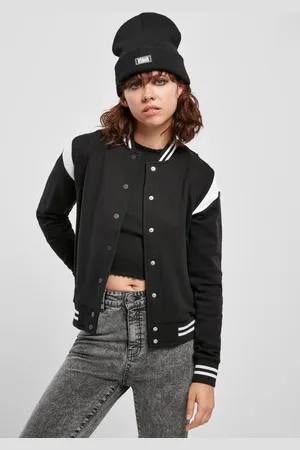 Urban classics Dámská mikina z organického materiálu College Sweat Jacket černo/bílá