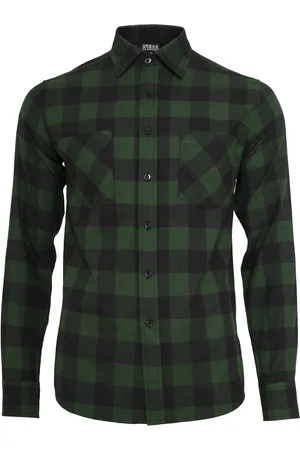 Urban classics Kostkovaná Flanelová košile blk/forest