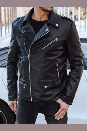 D-Street Černá pánská koženková bunda biker