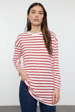 Trendyol Red Striped Knitted Tunic