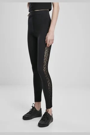 Urban classics Dámské legíny Flock Lace Stripe černé