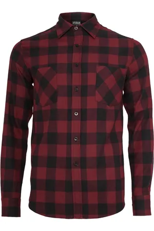 Urban classics Kostkovaná Flanelová košile blk/burgundy