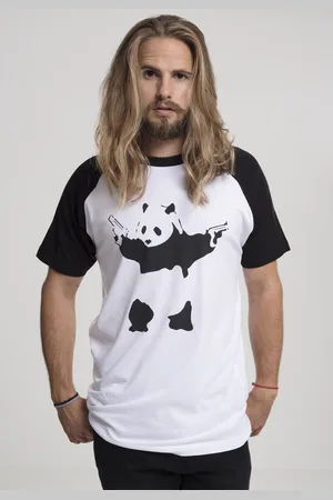 Merchcode Brandalised - Banksy´s Graffiti Panda Raglan Tee wht/blk