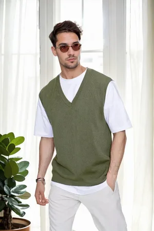 Dewberry 26088 V-Neck Mens Sweater-Khaki