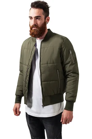 Urban classics Basic Quilt Bomber Jacket olivová
