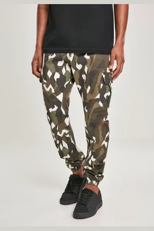 Urban classics Dřevěné camo kalhoty Geometric Camo Stretch Twill Cargo Pants