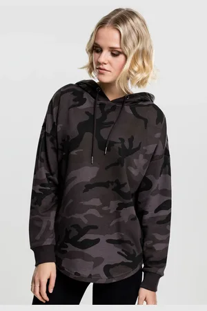 Urban classics Dámská oversized camo s kapucí tmavé camo