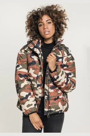 Urban classics Dámská bunda Boyfriend Camo Puffer Jacket rustycamo