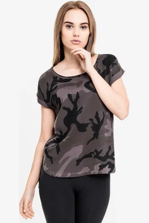 Urban classics Dámské tričko Camo Back Shaped Tee tmavé camo