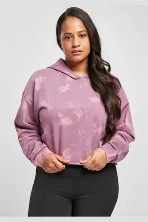 Urban classics Dámská oversized krátká bělená mikina šedofialová