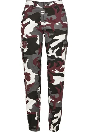 Urban classics Dámské kalhoty Camo Cargo s vysokým pasem s vínovou maskou