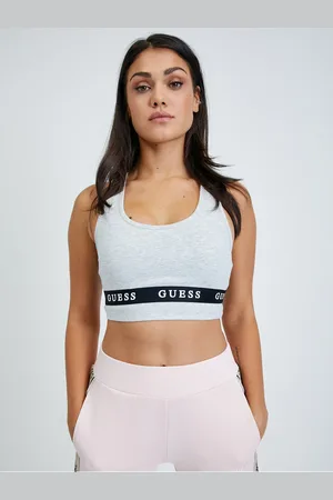 Guess Světle šedá žíhaná sportovní podprsenka Aline - Dámské