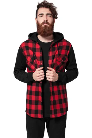 Urban classics Kostkovaná košile Flanell Sweat Sweat Sleeve Blk/červená/bl