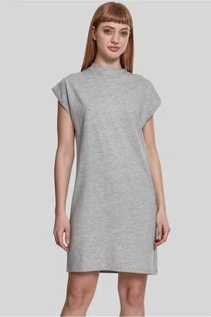 Urban classics Dámské šaty Turtle Extended Shoulder šedé