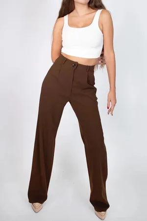 Dewberry 60948 Oversize Women Trousers-COFFEE