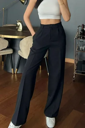 Dewberry 60948 Oversize Women Trousers-BLACK