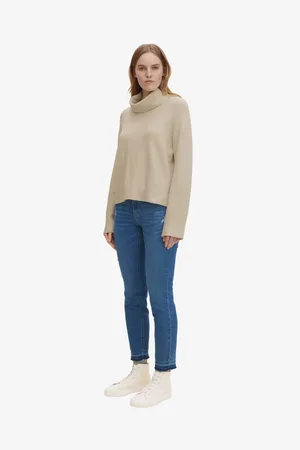 TOM TAILOR Modré dámské zkrácené slim fit džíny s potrhaným efektem Tom Tai - Dámské