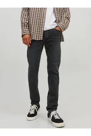JACK & JONES Černé pánské slim fit džíny Glenn - Pánské