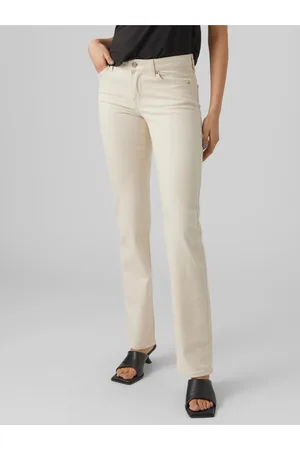 VERO MODA Krémové dámské straight fit džíny Daf - Dámské