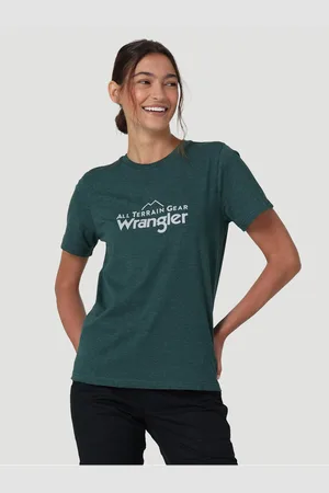 Wrangler Tmavě zelené dámské žíhané tričko - Dámské