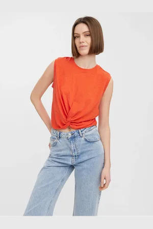 VERO MODA Červený crop top June - Dámské