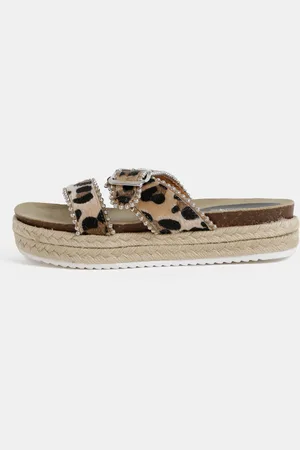 Hailys Béžové dámské pantofle s leopardím vzorem Leo - Dámské