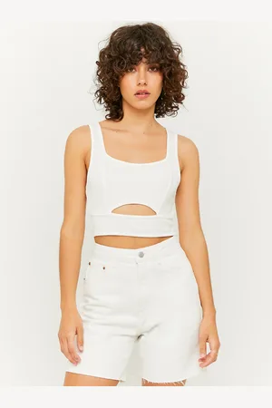 Tally Weijl Bílý crop top s průstřihem - Dámské