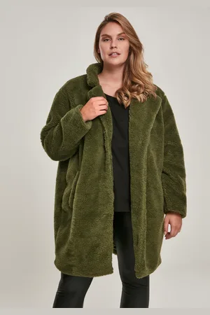 Urban classics Dámský oversized Sherpa Coat olivový