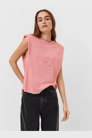 VERO MODA Růžové tričko s nápisem Hollie - Dámské