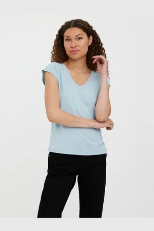 VERO MODA Světle modré basic tričko Filli - Dámské