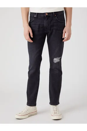 Wrangler Černé pánské straight fit džíny s potrhaným efektem - Pánské