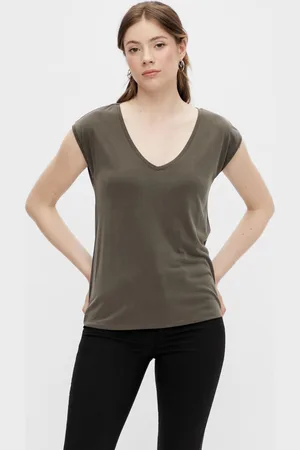 Pieces® Khaki basic tričko Kamala - Dámské
