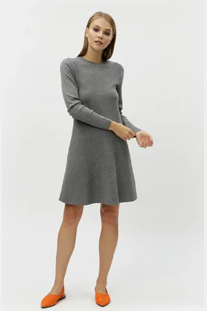 VERO MODA Šedé žíhané svetrové šaty s dlouhým rukávem Nancy - Dámské