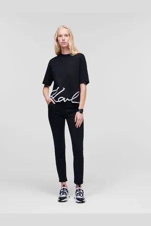 Karl Lagerfeld Černé dámské tričko Karl Signature - Dámské