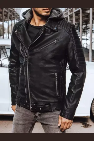 D-Street Černá pánská koženková bunda biker