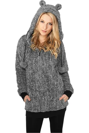 Urban classics Dámská Melange Teddy Zip Hoody blk/wht