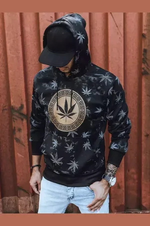 D-Street Černá pánská mikina s kapucí a potiskem