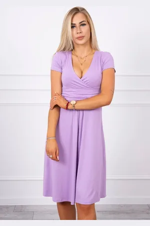 Kesi Šaty s průstřihem pod prsy, krátké rukávy fialové barvy