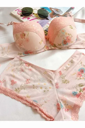 Dewberry 58362 Padded Supported Floral Boxer Type Underwear-SALMON