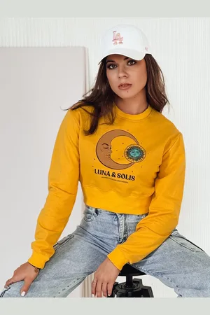 D-Street Bluza damska LUNA crop top żółta