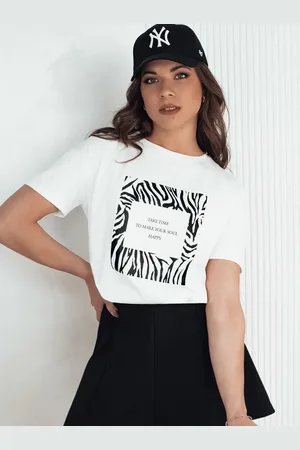 D-Street T-shirt damski z nadrukiem TEBOHON biały