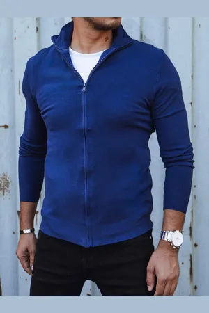 D-Street Sweter męski rozpinany niebieski