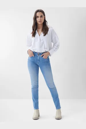 Salsa Modré dámské slim fit džíny s vyšisovaným efektem - Dámské
