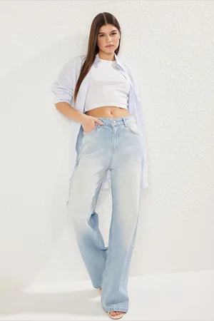 Trendyol Blue Low Waist Wide Leg Jeans