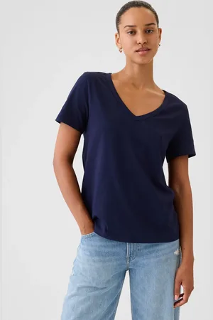 GAP Tričko Organic Vintage V-Neck - Dámské